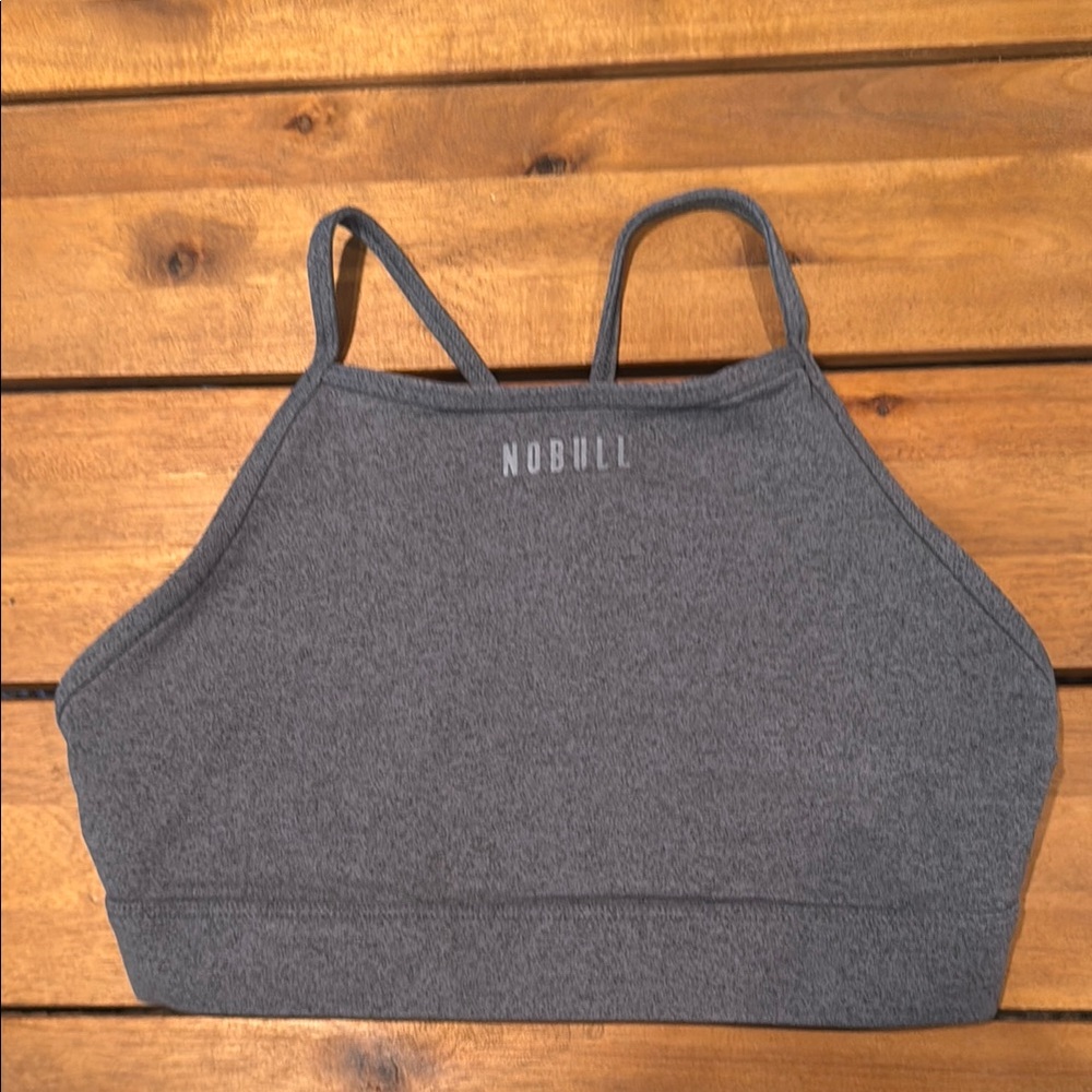 NOBULL Heather Blue/Green Sports Bra with Minimalist Design